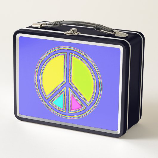 色が塗りつぶされたPEACE記号1 メタルランチボックス (正面)