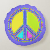 色が塗りつぶされたPEACE記号1 ラウンドクッション (裏面)