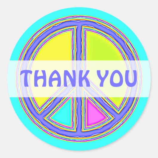 色が塗りつぶされたPEACE記号1 ラウンドシール (正面)