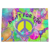 色が塗りつぶされたPEACE記号1 ラージペーパーバッグ (正面)