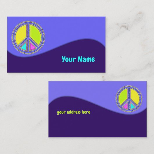 色が塗りつぶされたPEACE記号1 名刺 (正面/裏面)