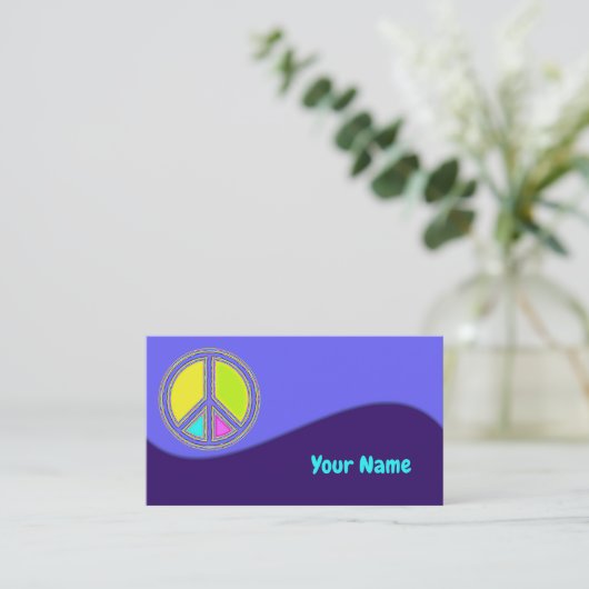 色が塗りつぶされたPEACE記号1 名刺 (スタンド正面)