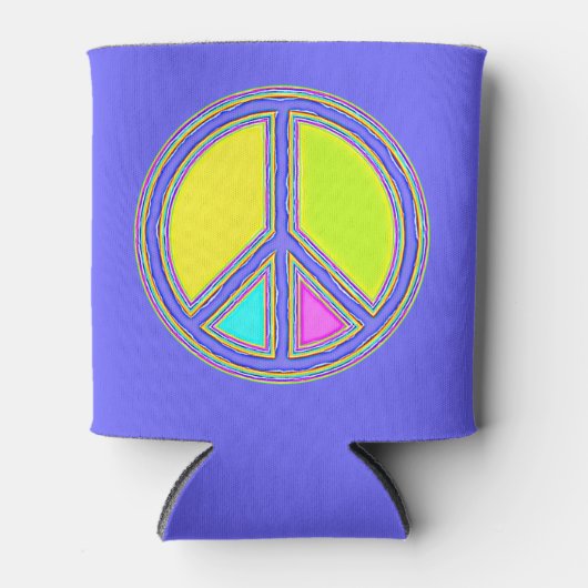 色が塗りつぶされたPEACE記号1 缶クーラー (正面)