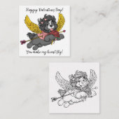 色が塗れる子犬のバレンタインカード 幼稚園/学校用 ノートカード (正面/裏面)