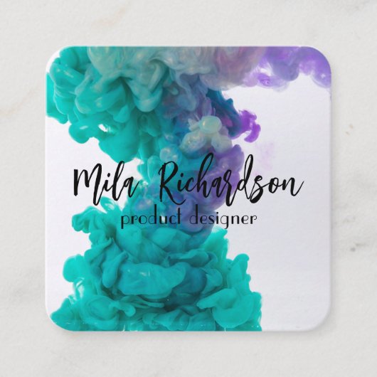 色が水に染まった スクエア名刺 (正面)
