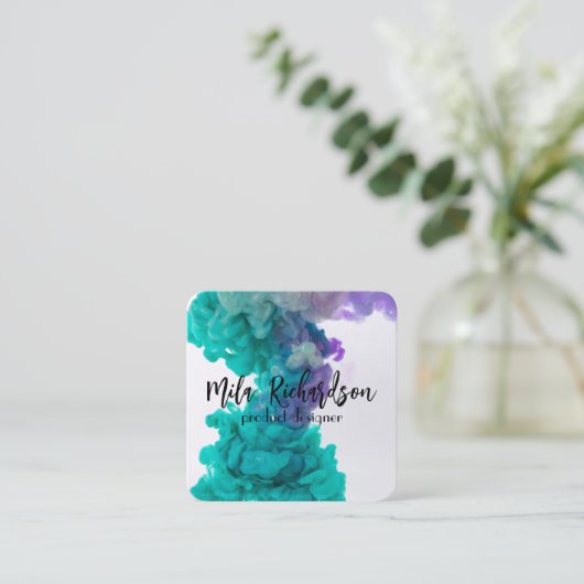 色が水に染まった スクエア名刺 (スタンド正面)