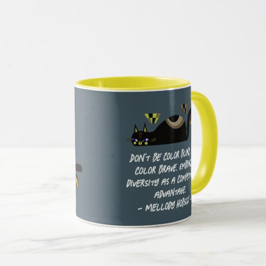 色が見分けにくい猫のマグカップ マグカップ (正面右)