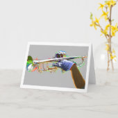 色で強調されたトランペットサイケデリック カード (黄色い花)