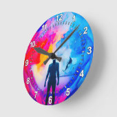 色で表示 ラウンド壁時計 (傾斜)