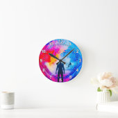 色で表示 ラウンド壁時計 (ホーム)