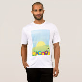 色とび花の春の牧場の日の出 Tシャツ (正面フル)