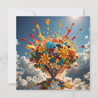 色とりどりのお菓子と花 カード