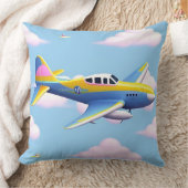 色とりどりのカートゥーン飛行機が輝く空を飛ぶ クッション (ブランケット)