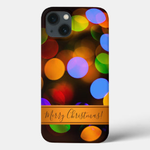 色とりどりのクリスマスライト。文字または名前を追加。 iPhone 13ケース