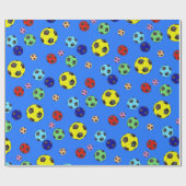 色とりどりのサッカーボール ラッピングペーパー (フラット)