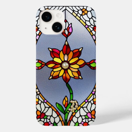 色とりどりのステンドグラス フローラルデザイン Case-Mate iPhoneケース (裏面)