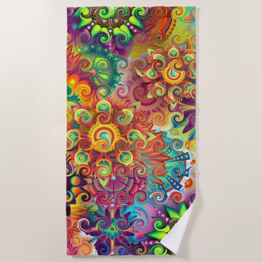 色とりどりのタオル ビーチタオル (正面)