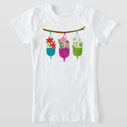 色とりどりのプランターの野の花 Tシャツ (レイダウン)