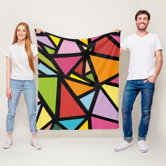 色とりどりの三角形のパターン3 フリースブランケット (インサイチュ)