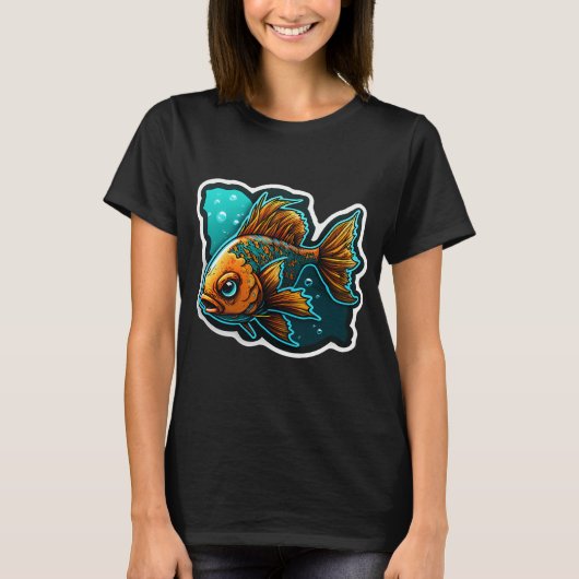色とりどりの元気な魚 Tシャツ (正面)