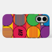 色とりどりの円とストライプとイニシャル Case-Mate iPhoneケース (裏面 (横))