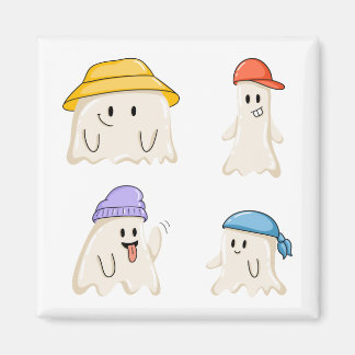 色とりどりの帽子をかぶった幽霊の友達たち マグネット