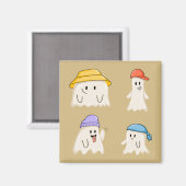 色とりどりの帽子をかぶった幽霊の友達たち マグネット (正面/裏面)