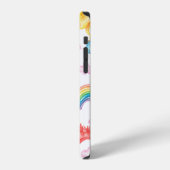 色とりどりの恐竜、雨のシームレスパターン iPhoneケース (左側面)