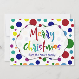 色とりどりの文字とドットのメリークリスマス シーズンカード