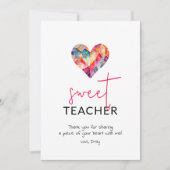 色とりどりの水彩画のハートを持つ優しい先生 シーズンカード (正面)