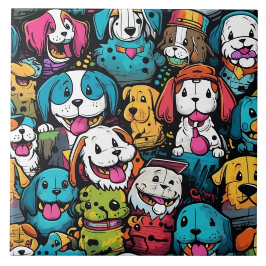 色とりどりの犬の背景 タイル (正面)