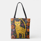 色とりどりの猫のトートバッグ 花柄と癒し トートバッグ (裏面)