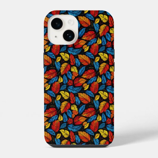 色とりどりの秋の葉の鮮やかな模様 iPhoneケース (裏面)