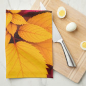 色とりどりの紅葉 植物画デザイン キッチンタオル (四つ折り)