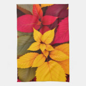 色とりどりの紅葉 植物画デザイン キッチンタオル (縦)
