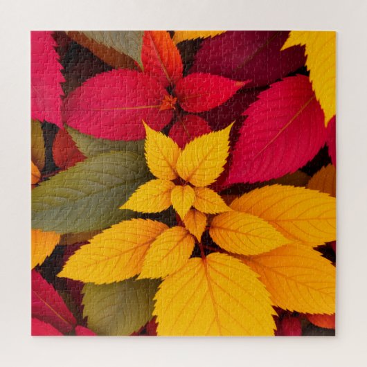色とりどりの紅葉 植物画デザイン ジグソーパズル (縦)