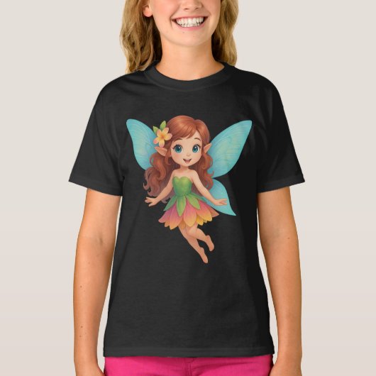 色とりどりの羽とドレスの可愛い妖精 Tシャツ (正面)