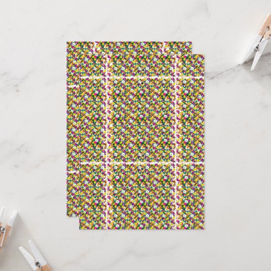 色とりどりの背景に四角と点 招待状 (正面/裏面インサイチュ)