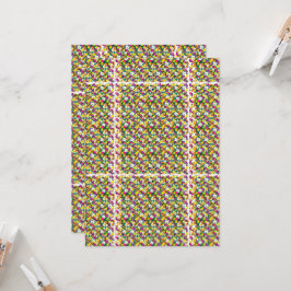 色とりどりの背景に四角と点 招待状