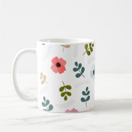 色とりどりの花と緑の葉 コーヒーマグカップ