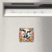 色とりどりの花と蝶の楽園の子牛 マグネット (インサイチュ (食洗機))