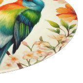 色とりどりの花に囲まれた2羽の鳥 カッティングボード (角)