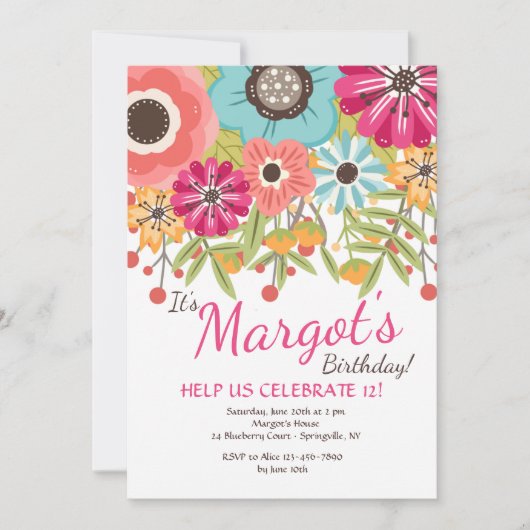 色とりどりの花の招待状 招待状 (正面)