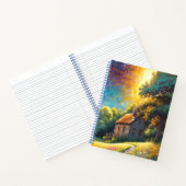 色とりどりの草原と花のある小屋 ノートブック (内部)