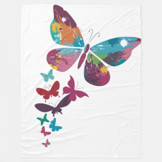 "色とりどりの蝶々…想像力の飛翔" 🦋🎨 フリースブランケット