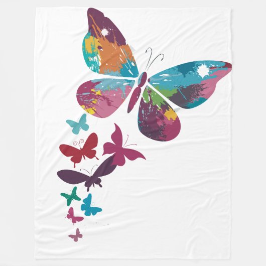 "色とりどりの蝶々…想像力の飛翔" 🦋🎨 フリースブランケット (正面)
