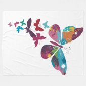 "色とりどりの蝶々…想像力の飛翔" 🦋🎨 フリースブランケット (正面(横))