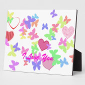 色とりどりの蝶と愛のハート フォトプラーク (側面)