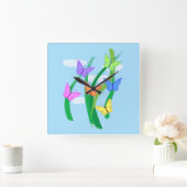 色とりどりの蝶と空 スクエア壁時計 (ホーム)