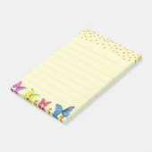 色とりどりの蝶と金色のコンフェッティがライン入り ポストイット (アングル)
